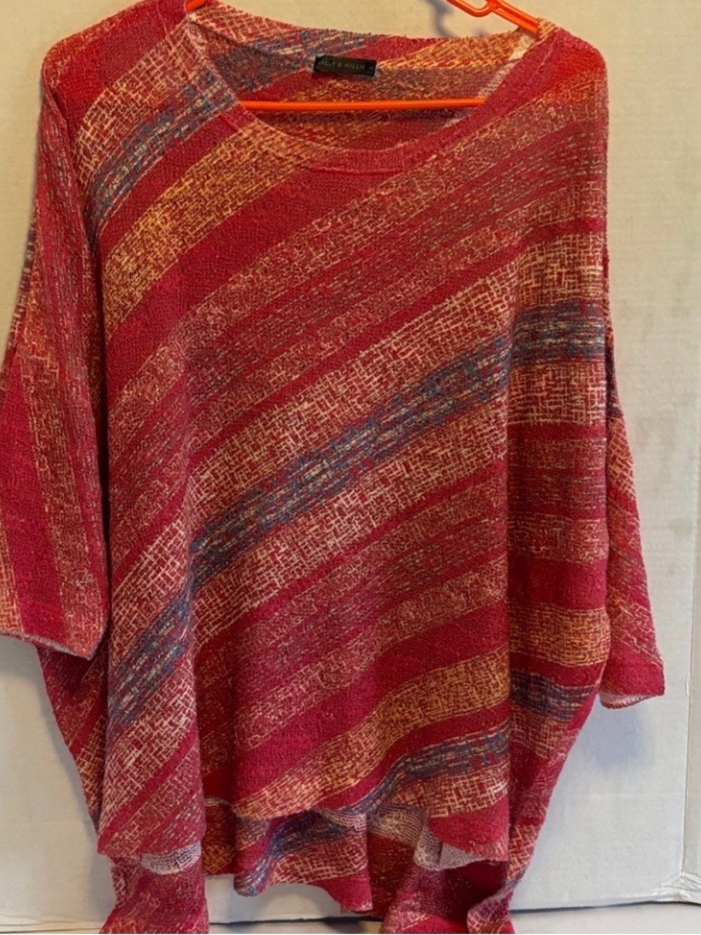 Nally & Millie Red Multi-Stripe Scoop-Neck Sweater
